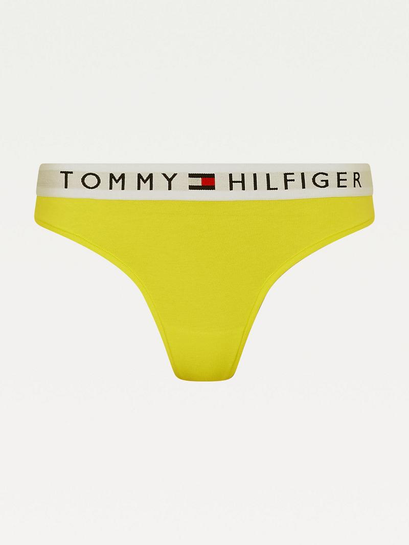 Női Tommy Hilfiger Organic Pamut Thongs Sárga | HU 572DFM